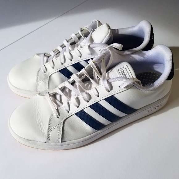adidas Other - Adidas Mens Grand Court FY8209 White/Blue Stripe Casual Shoes Sneakers Size 11